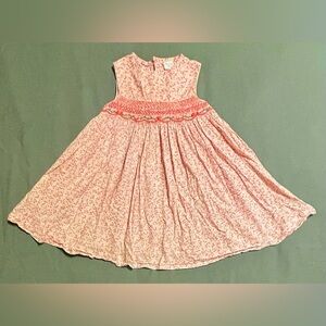 Edgehill Collection Pink & White Floral Girls Smocked Dress
